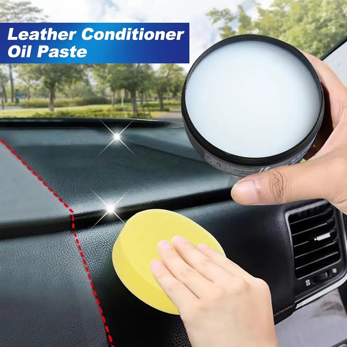 Car leather care cleaning cream, car interior cleaning cream, leather bags, leather shoes cleaning - multiple uses, car cleaning kit ,car essentials