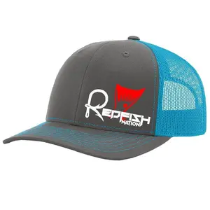 Redfish Nation Logo Cap - Charcoal/Neon Blue