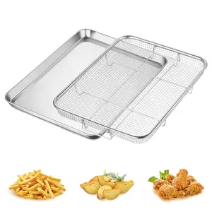 Air Fryer Basket for Oven, 16” x 12” Stainless Steel Air Fryer Pan and Tray, Nonstick Crisper Tray for Frying Baking Roasting Cooling, Dishwasher Safe