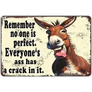 Funny Donkey Tin Sign Plaque Metal Poster 12x8 Inch Poster Home Decor Garage Bar Restaurant Kitchen Cafe Bar Pub Wall Decor Room