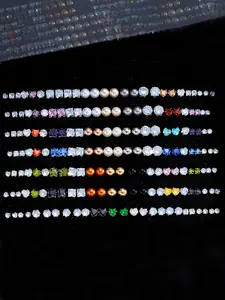 72-180 Pcs Stud Earrings Set, Ear Studs, Artificial Zircon Heart Design, Casual Jewelry for Men Women Couples, Perfect Gift for All Seasons