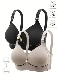 Women's Wireless Push-Up Bras, 2-Pack Seamless Comfort Fit Design, Tassel Detail, Daily Wear Lingerie in Multiple Colors