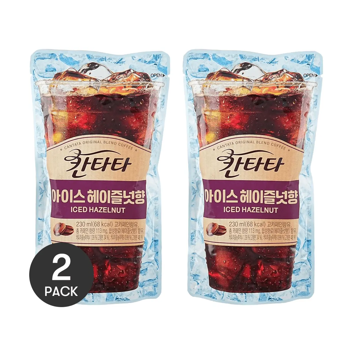 LOTTE Korea Canta Coffee Hazelnut 230ml  Each Pack of 2 Low Calorie Convenience Store Style