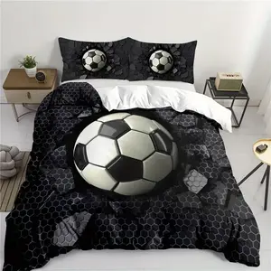Soccer Ball Pattern Bedding Set, 1 Count Bedspread & 2 Counts Pillowcase without Filler, Soft Comfortable Bedding Set for Bedroom & Dormitory