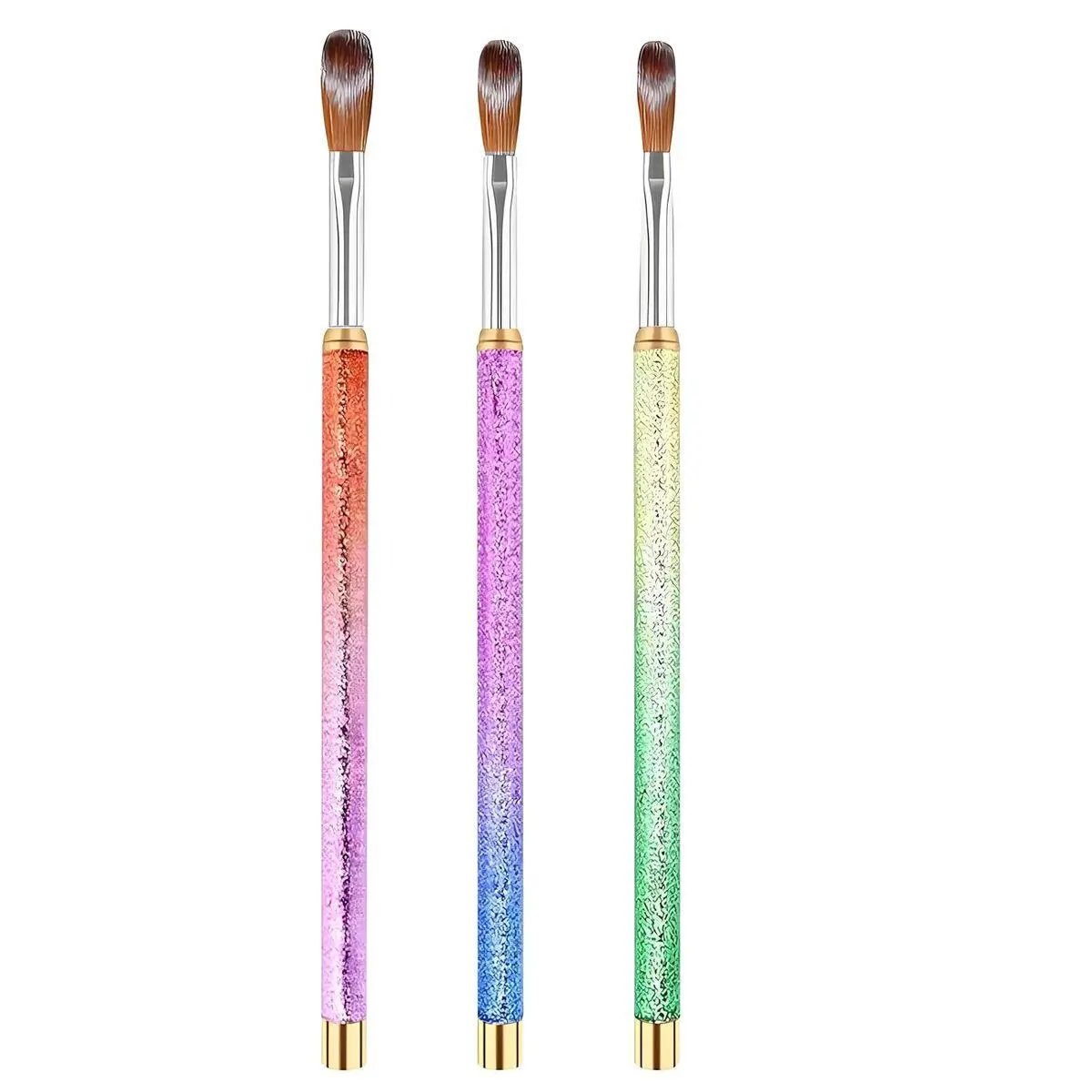 Nail Art Clean Up Brushes,3PCS Soft Cleaner Brush with Cute Fruit Design for Makeup Application, Flat/Oval/Fine Angled Gel Nail Brushes,Nail Art Tools for Cleaning Polish Mistakes on the Cuticles