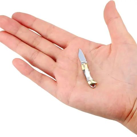 Mini Brass Pocket Knife with Folding Stainless Steel Blade & Keychain for Everyday Carry- Razor Sharp Folding Blade, Lightweight EDC Tool for Light Crafting | DIY Projects | Hobby Use | Paper Cutting