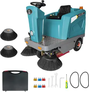 KARHDIR HO1280 50.4" Ride-On Floor Sweeper, 92,800 sq ft/h, 26.4Gal Large Capacity Hopper, 35° Hill Climb, 800W Brushless Motor, for Large Area Warehouse, Factory, School and Parking Lot, Blue