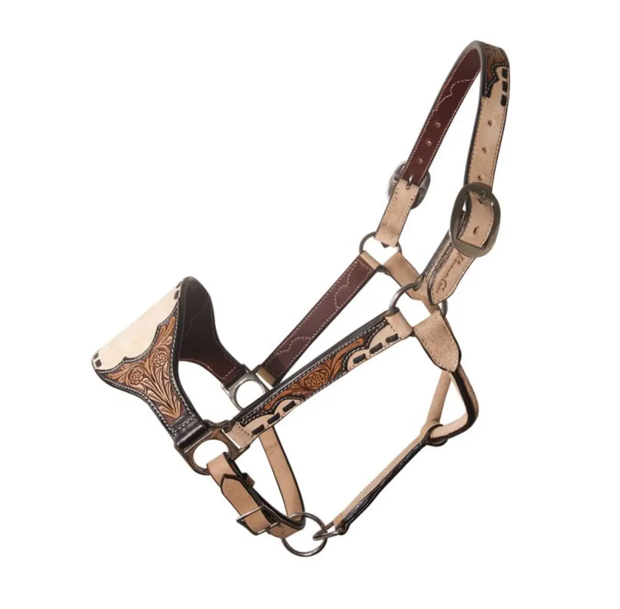Black Floral Roughout Bronc Halter