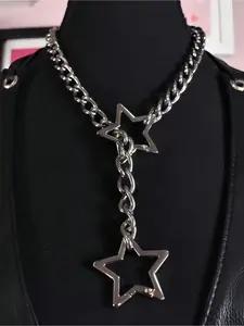 1PC Y2K Hip Hop Rock Adjustable Star Pendant Necklace Women's Fashion Trendy Punk Aesthetics Gothic Necklace Party Accessories, Minimalist Chain Necklace, Statement Necklace