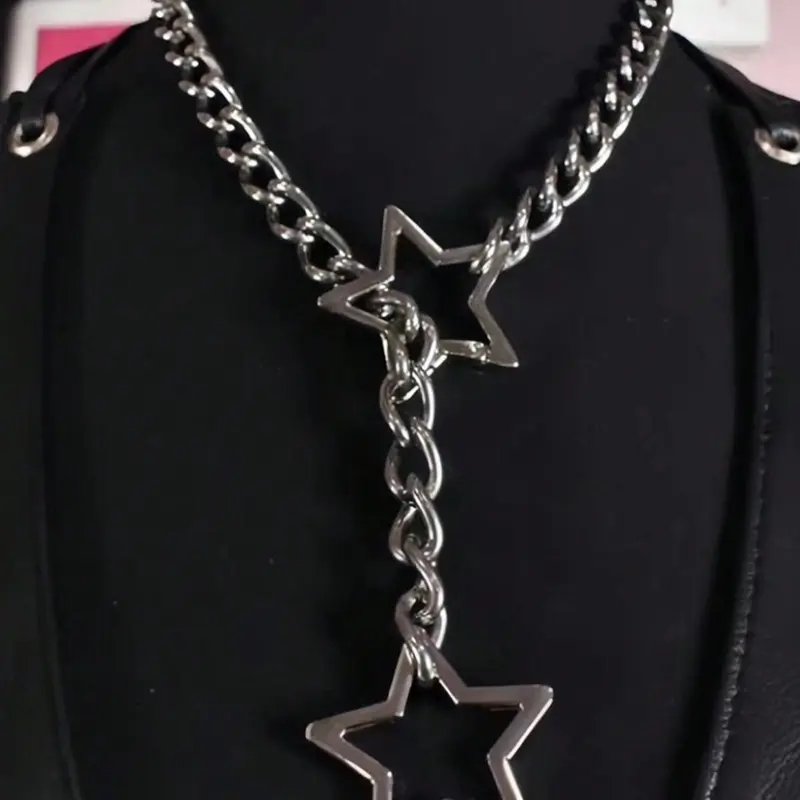 1PC Y2K Hip Hop Rock Adjustable Star Pendant Necklace Women's Fashion Jewelry Party Trendy Punk Aesthetics Gothic Necklace Party Accessories, Minimalist Chain Necklace, Statement Necklace, Alloy Necklace, Fashion Cool Accessories