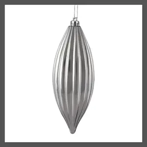 Vickerman 8" Silver Shiny Line Finial Ornament, Pack of 4