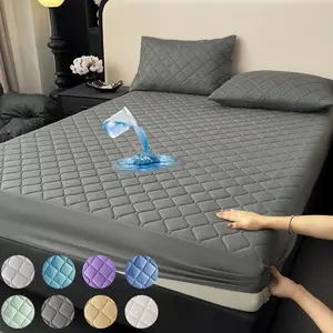 Waterproof Bed Skirt Mattress Protector Cover, Embossed Design, Silent Sheet, Thickened, Fits Single Twin Full Queen King Beds, Quilted Mattress Cover