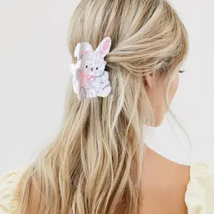 Cute Bunny Hair Clip, Hairpins, Cartoon Ponytail Holder, Adorable Back of Head Twisted Shark Clip, Perfect Valentine's Day Gift