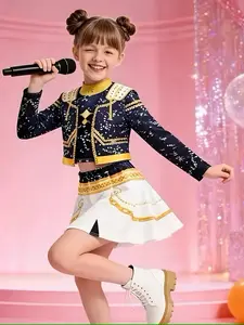 Girls' Jazz Dance Costume Set, Sequins, Stage Performance, Kids Street Dance Wear, Hot Selling Item