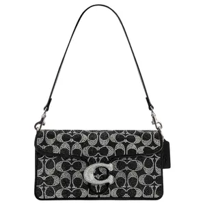 COACH Tabby 26 Medium Shoulder Bag in Black Lambskin with Signature Beading for Women