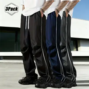 3Pack Men'S Casual Athletic Trousers, Loose And Elasticated Cuffs, Stylish Print, Lightweight Fabric, Suitable For Everyday Wear, Men'S Trousers, Suitable For All Seasons, Fashionable Menswear,Lightweight Elastic Workout Sweatpants,Fashionable Trouser