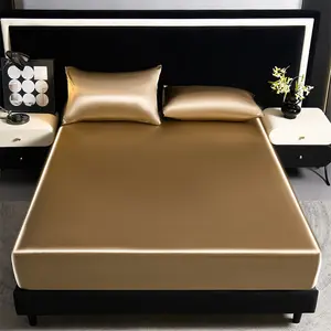 Satin Dustproof Mattress Protector & Sheet Set, Satin Bed Sheets, 2/3pcs Silk-Like Bedding, Silky Fitted Sheet, Machine Washable & Skin-Friendly, For Home, Dorm, Hotel Use, Multiple Sizes Available