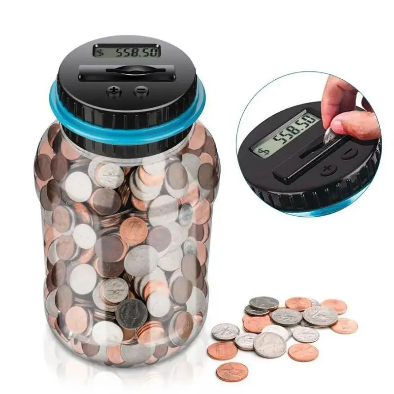 Piggy Bank for Boys Adults, Electronic Coin Cash Bank,Large Capacity Coin Bank Money Jar for Adults,Large-Capacity Transparent Piggy Bank,Personalized Coin Savings Box,Cash Saving Box,Suitable for Coins and Banknotes,Designed for All US Coins
