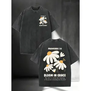 Washed-230g Washed Cotton T-shirt) Men's Summer Trendy Short-sleeve Casual Washed Cotton Printed T-shirt, Fashionable Street Style, Suitable for Travel and Sports