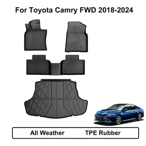 【fathersdaygift】All Weather Car Floor Mats & Trunk Cargo Liner, Perfect Fit for Toyota Camry FWD 2018-2024, Weatherproof, Align & Install, Car Interior Accessory, Accessories For Car