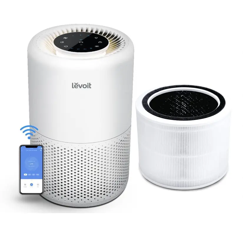 Levoit Core 200s Smart WiFi Air Purifier with Alexa Control, 24dB Quiet Operation, HEPA Filter Bundle for Bedroom Allergies, Pollutants, Smoke & Dust, Hepa Filter Filters