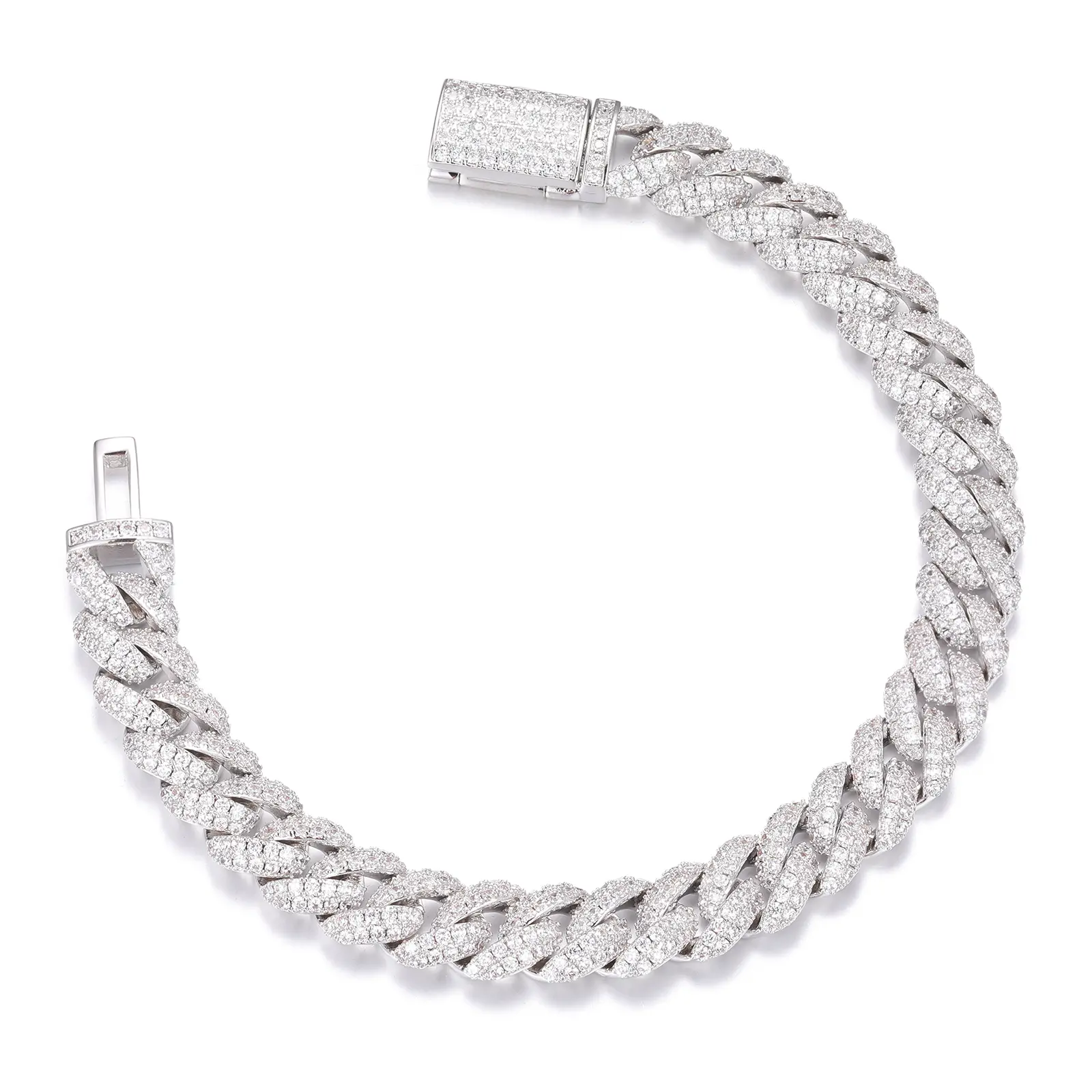 D VVS Synthetic Moissanite S925 Sterling Silver Cuban Link Bracelet  Chain Necklace For Men Singer Style Rap Hip Hop Jewelry【#B30 10mm】