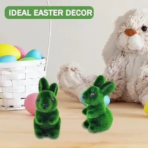 Easter Rabbit Foam Plush Realistic Moss Bunny Craft Ornament Garden Decoration, 2pcs Easter Decorations for Home & Garden