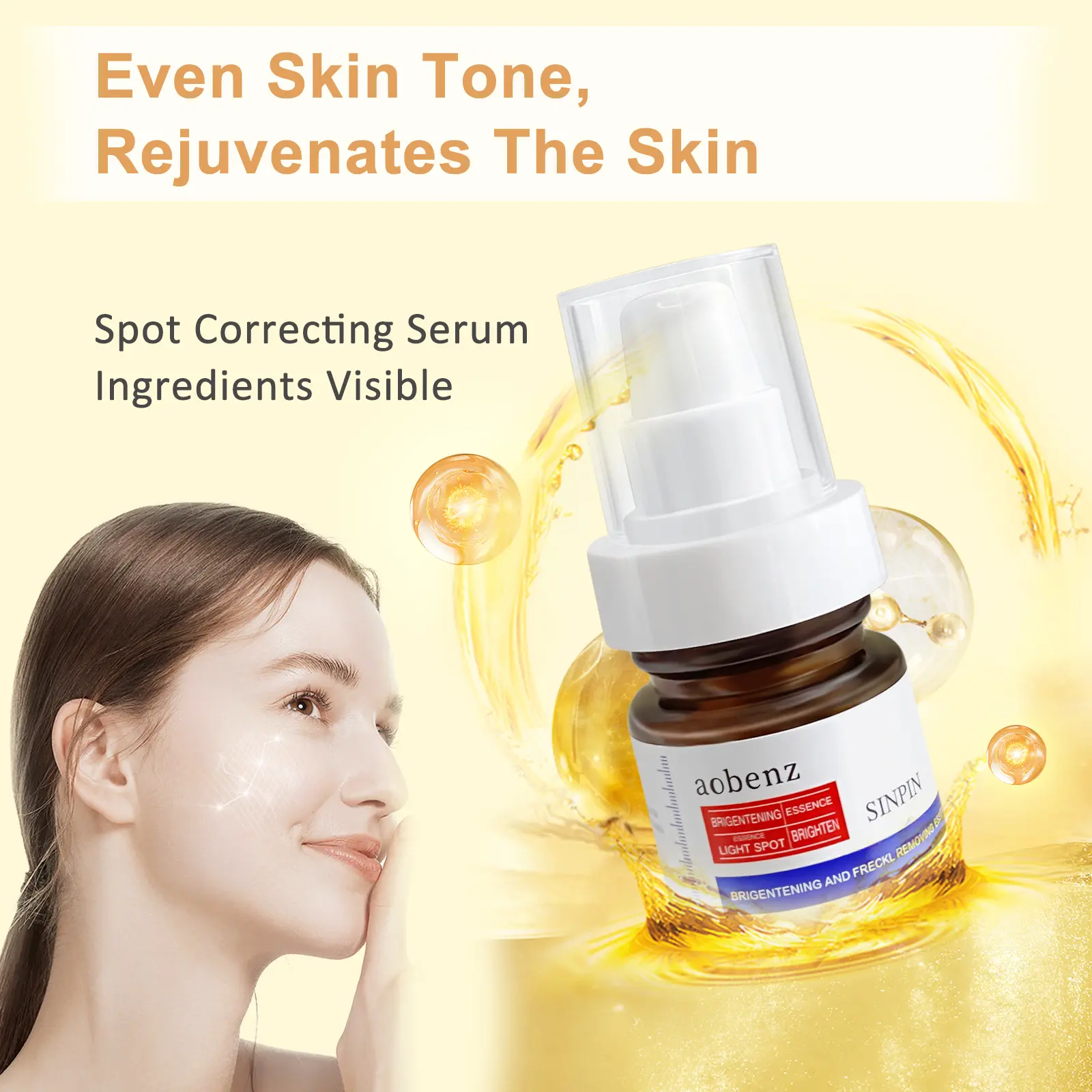 SINPIN Vitamin C Facial Serum Essence,40ml Skincare Cleanser-B3Gentle Acne