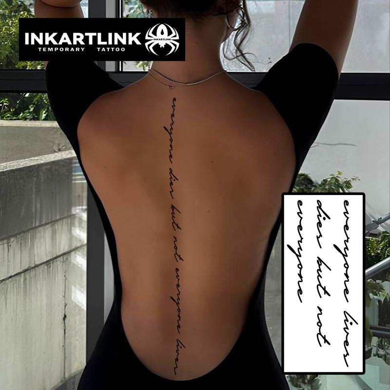 INKARTLINK Tattoo Tech, 2 Sheets Semi-Permanent Temporary Tattoos ,Artistic Lettering,Adult Art Design,Lasts 1-2 Weeks, Waterproof, Realistic Look, No Adhesive, No Reflection,For Man And Woman,Ideal for Swimming, Party