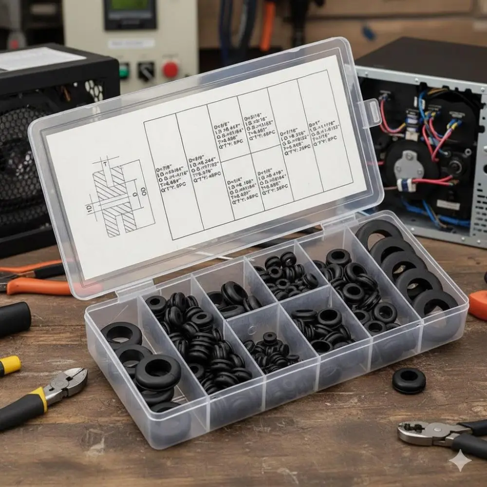 Multi-Size Rubber Gasket Seals Kit for DIY Home Repair: Silicone Sealing Rings, Waterproof & Dustproof Cable Glands, Pipe Fittings, and Electrical Connectors. Durable, Corrosion-Resistant, Multiple Sizes Included.