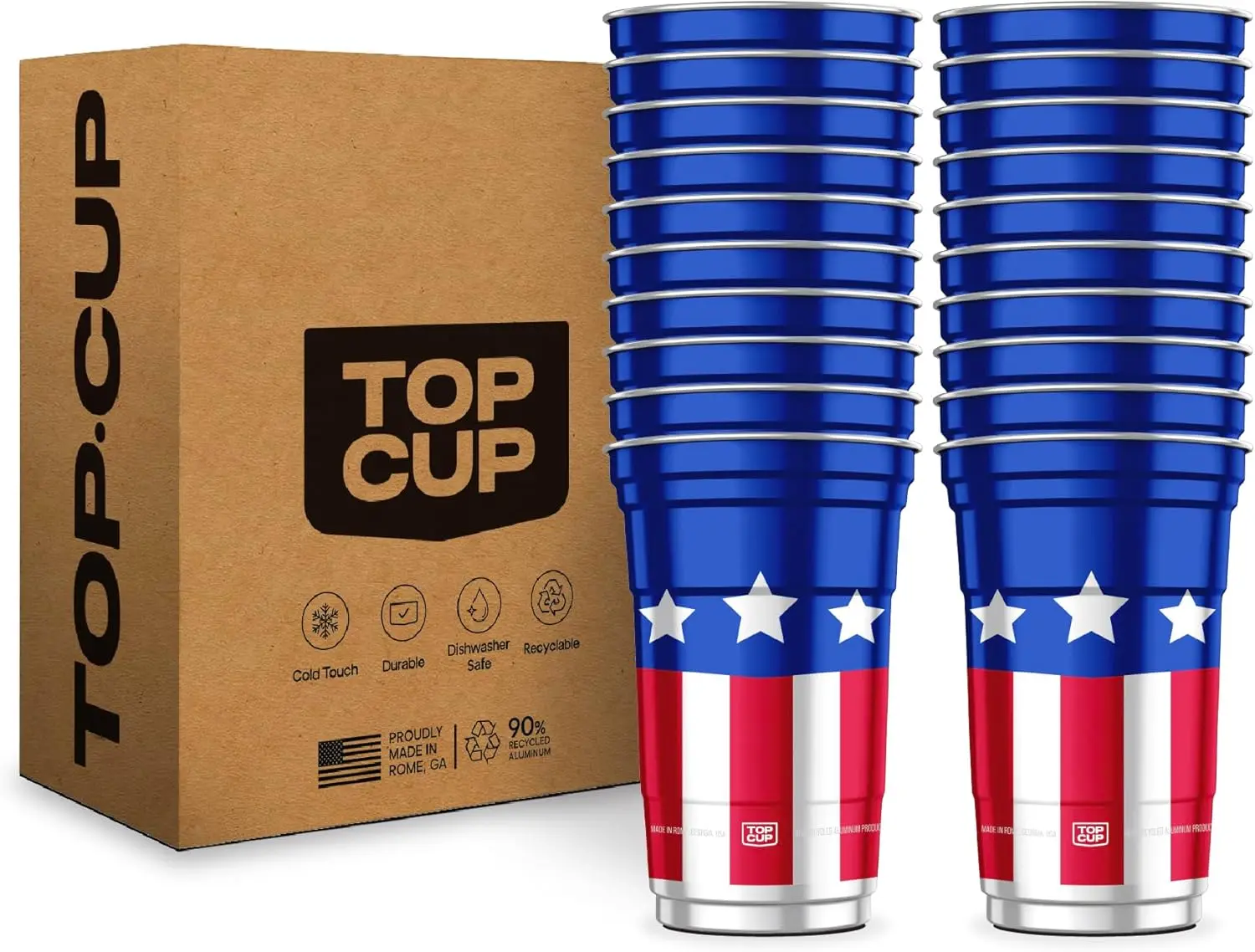 Top Cup America'S 250Th Birthday 20 Oz Reusable Aluminum Party Cups 20 Count | Durable, Reusable & Recyclable, Made in USA