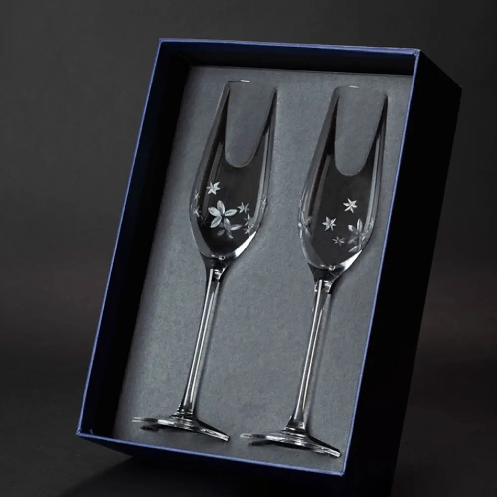 Nancy Patterned Champagne Glass Gift Set 2pcs, Suitable for Sweet Wine Sparkling Wine & Cocktails