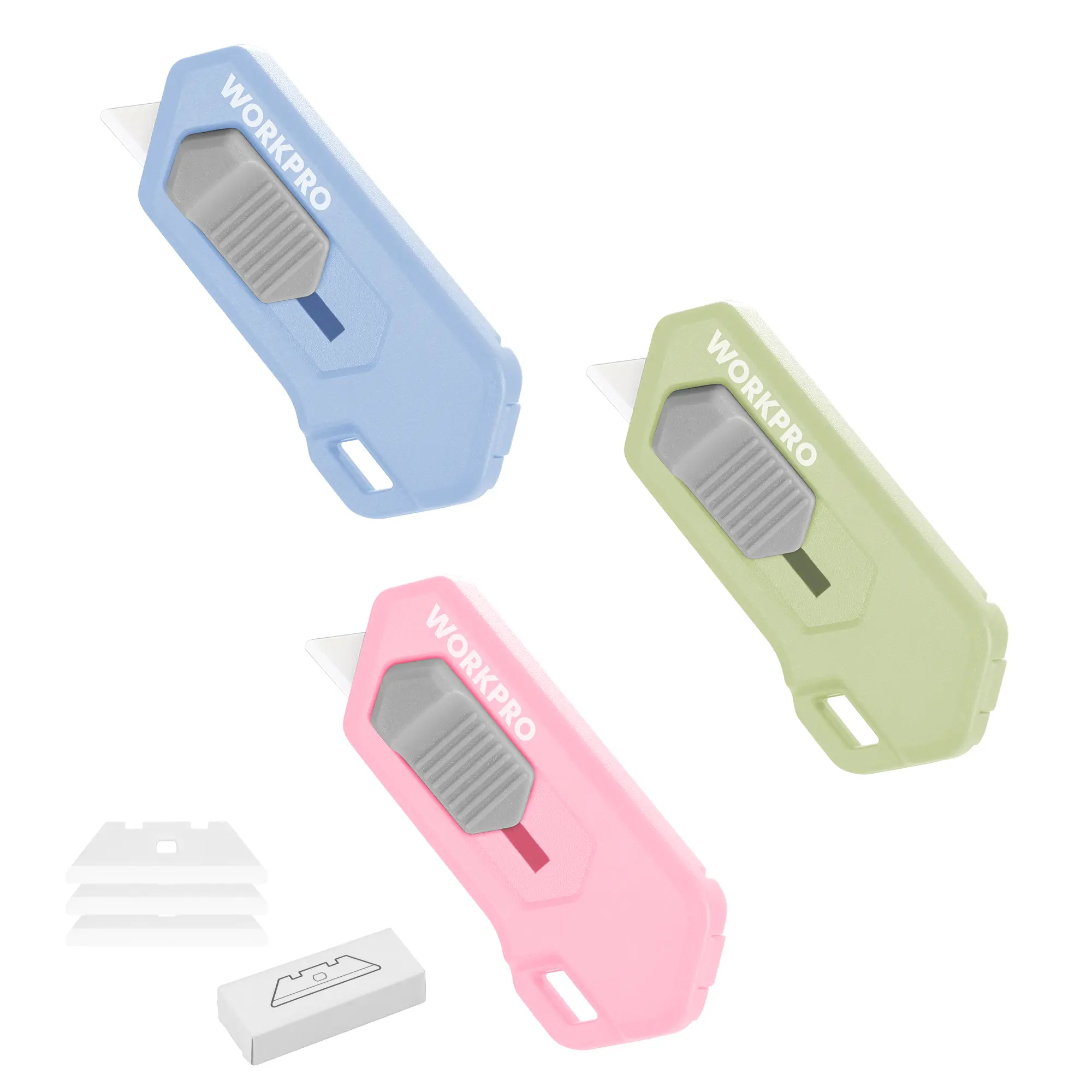 #Summersales WORKPRO Ceramic Small Safety Box Cutter, Automatic Rebound Mini Letter Opener, Quick Change Retractable Blade Razor Knife, with Extra Blades