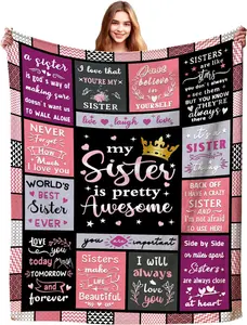 Sister Blanket Sister Gifts for Women, Sister Throws and Blankets Sisters Birthday Christmas Graduation Gifts from Sister Brother, Soft Comfortable Flannel