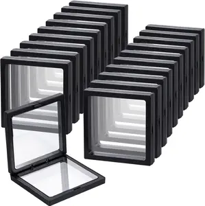 Black 3D Floating Frame Display Holder Stands,  Display Stands Set of 20 3D Floating  Frame for Challenge ,  Medallions, - 3.5 x 3.5 x 0.8 Inches