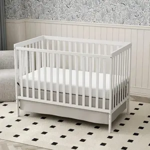 5-In-1 Full Size Convertible Baby Crib - Natural Pinewood Toddler Bed, Crib for Infant, Small Nursery Furniture