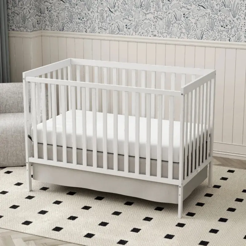 5-In-1 Full Size Convertible Baby Crib - Natural Pinewood Toddler Bed, Crib for Infant, Small Nursery Furniture