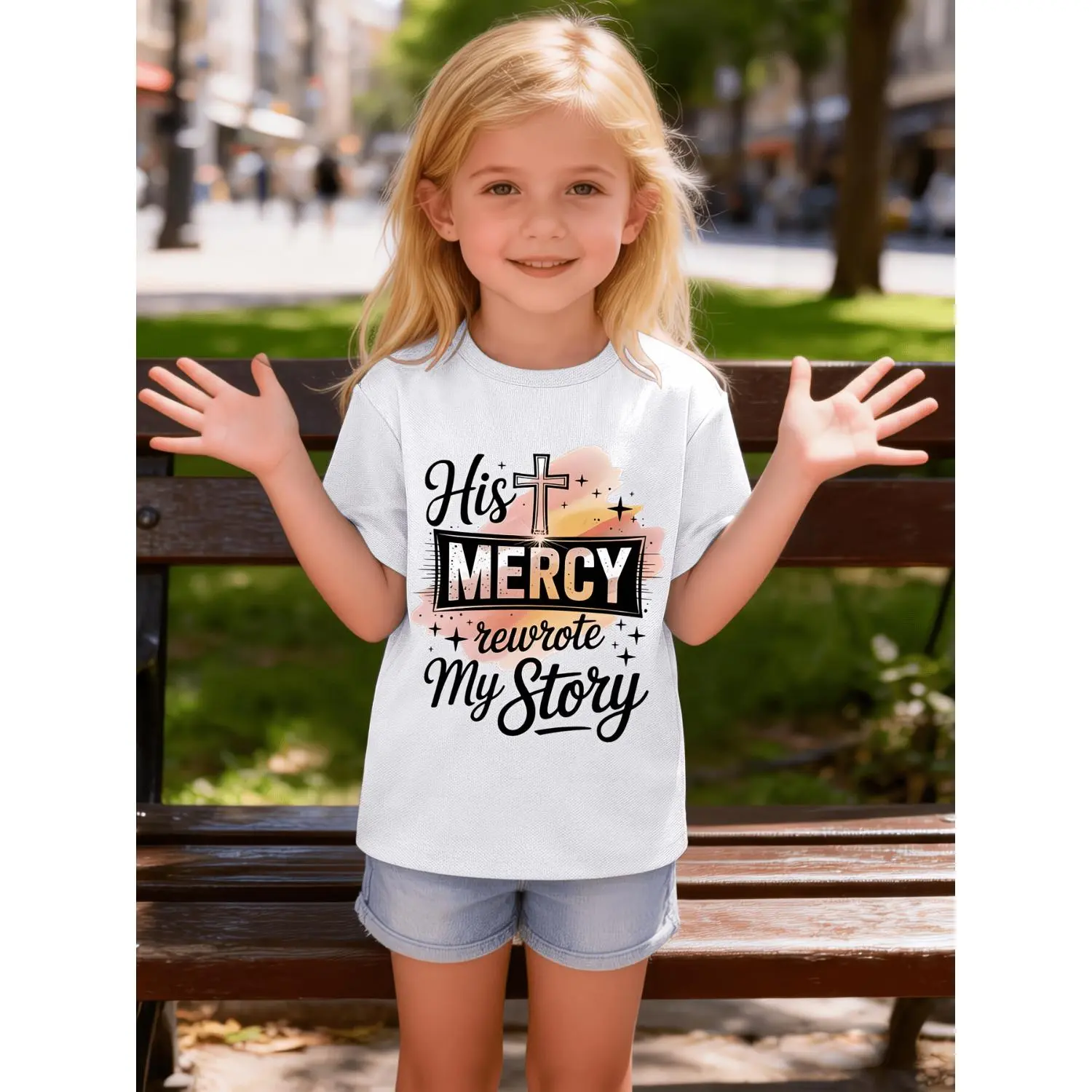T-Shirt with My Story Church Cross Christian Inspirational Jesus God Design - Perfect for Boys And Girls - Lightweight Summer Short-Sleeve Top, Great for Beach, Sports, School - Outdoor Activity Shirt