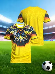 Caliente's collaborative black and pink contrast design, three-dimensional eagle-patterned printed jersey, Caliente's Mexican-style football outfit, stadium battle suit, exclusive non-conformist trendy male jersey Soccer Tee