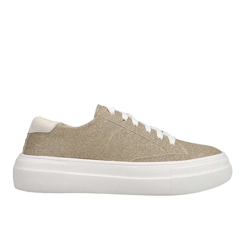 Corkys Womens Glaring Glitter Platform Lace Up Sneakers Shoes Casual - Gold