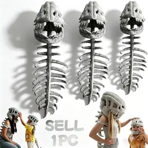 Dinosaur Skeleton Costume – 3D Spinosaurus Skull Mask & Plush Spine, Party Face Masks, Halloween Headpiece, Cosplay & Dress-Up Play, Fun Costume Accessory