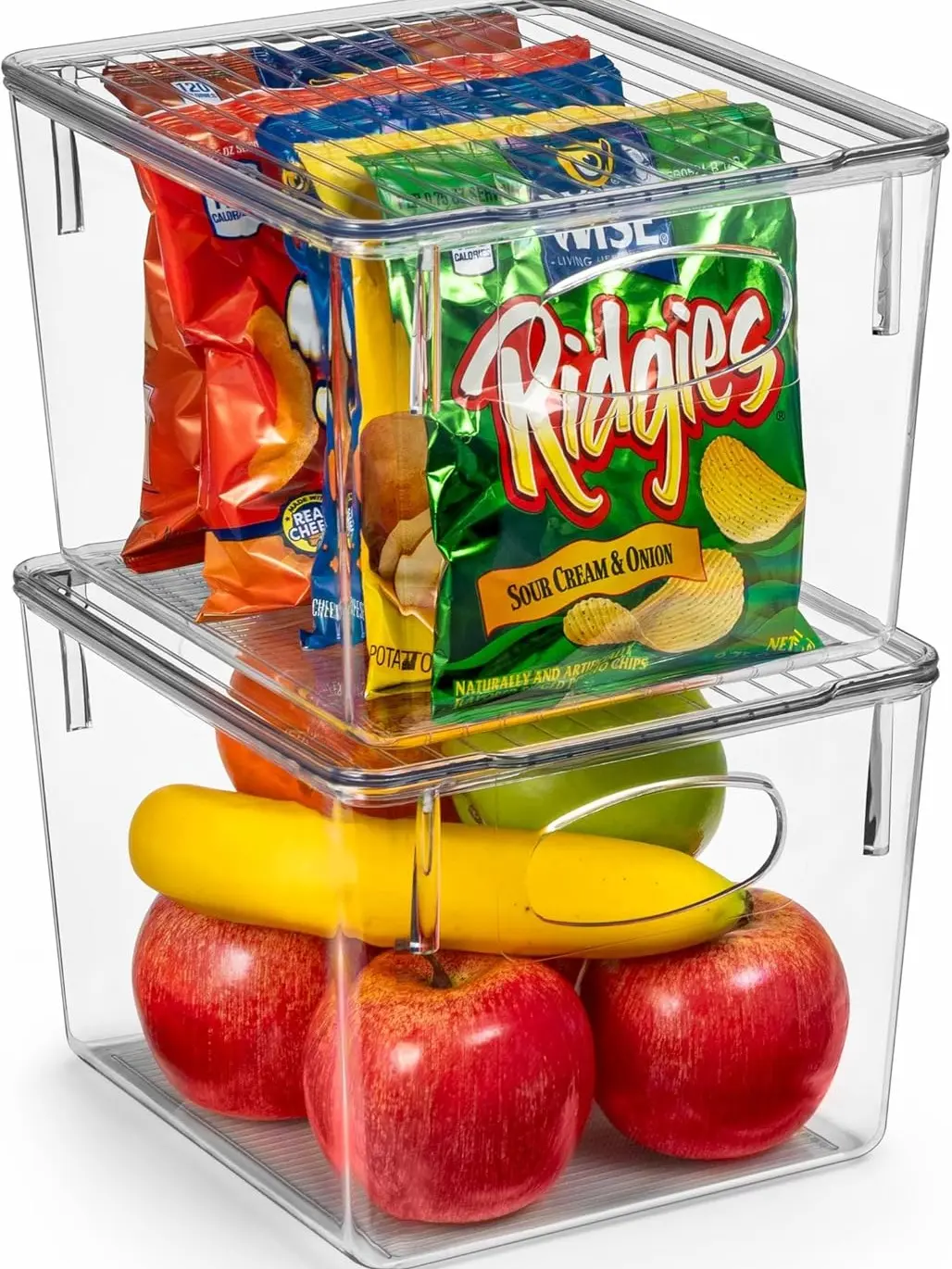 Sorbus Clear Fridge Bins Set - Efficient Home Organization for Pantry, Cabinet, and Refrigerator - 2 Pack Boxes Kitchen Organiser Plastic