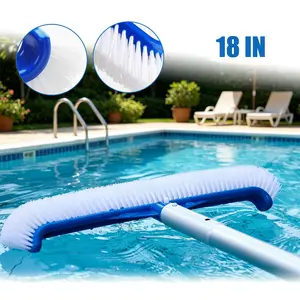Pool Brush - 18" Pool Brush Head for Cleaning Pool Walls, Curved Ends High-Efficiency Pool Scrub Brush, Premium Nylon Bristles Pool Brush Head Swimming pool tool set outdoorfun