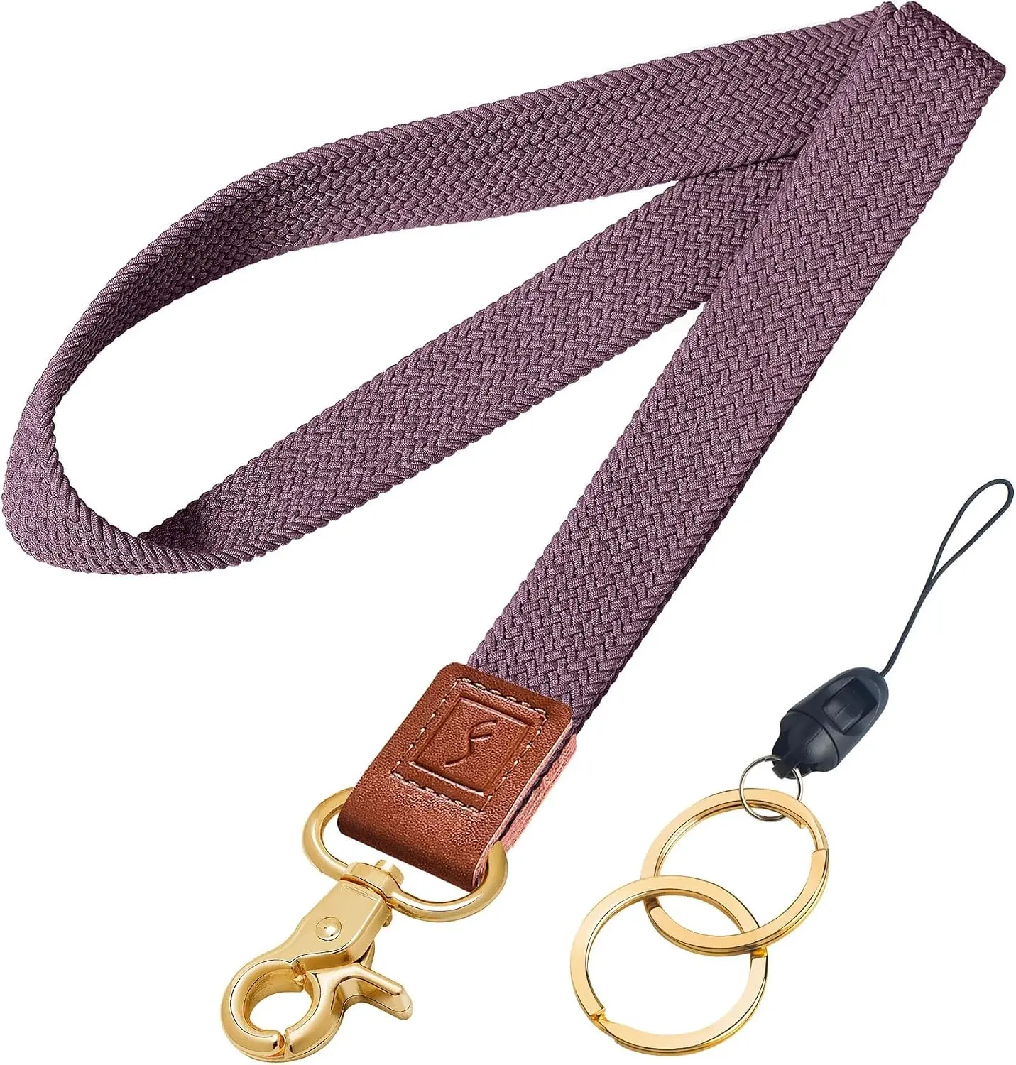 Fishent Stretchy Neck Lanyard, Cute Keychain Lanyard for Women Men Teacher, Long Lanyard for ID Badge Holder, Badge Lanyards for Keys Wallet Phone (Smoky Violet)
