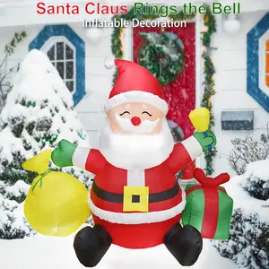5 FT Christmas Inflatables Santa Claus Outdoor Decorations Blow Up Yard Sitting Santa Claus with Built-in LEDs for Holiday Xmas Garden Lawn Decor