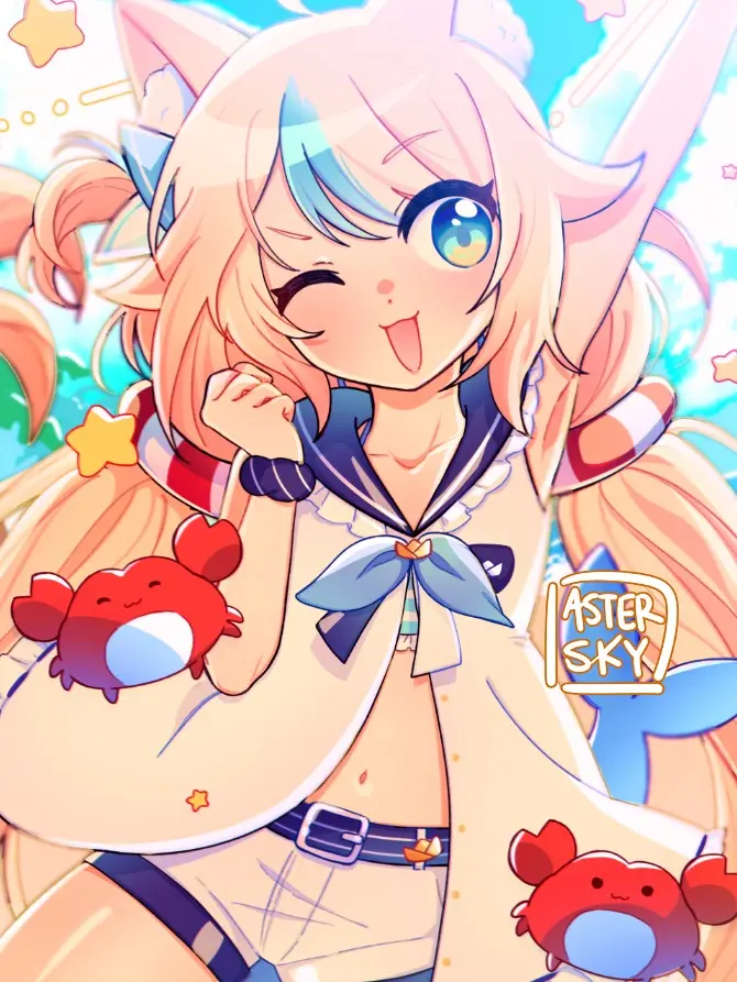 SAMEKO SABA Vtuber Kawaii Large Anime Poster Print (Artist Handmade)