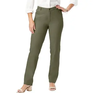 Jessica London Women's Plus Size Classic Cotton Denim Straight-Leg Jean - 28, Dark Olive Green