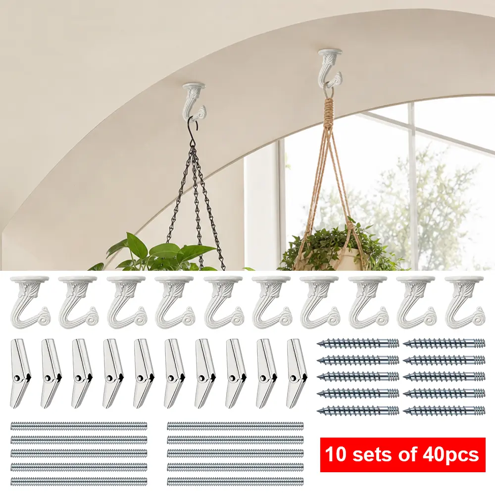 1Set Ceiling Hooks Set for Hanging Plants, Heavy Duty Metal Chandelier Swag Hooks, Plant Hooks for Ceiling