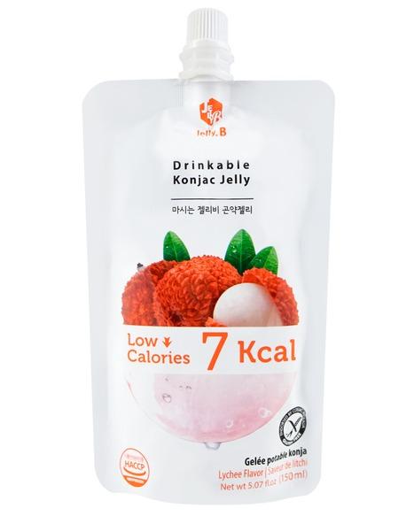 Jelly.B Drinkable Konjac Jelly, Lychee Flavor – 10ct | Low Calories (4 Kcal), 0 Sugar, K-Pop Star Favorite Healthy Drink