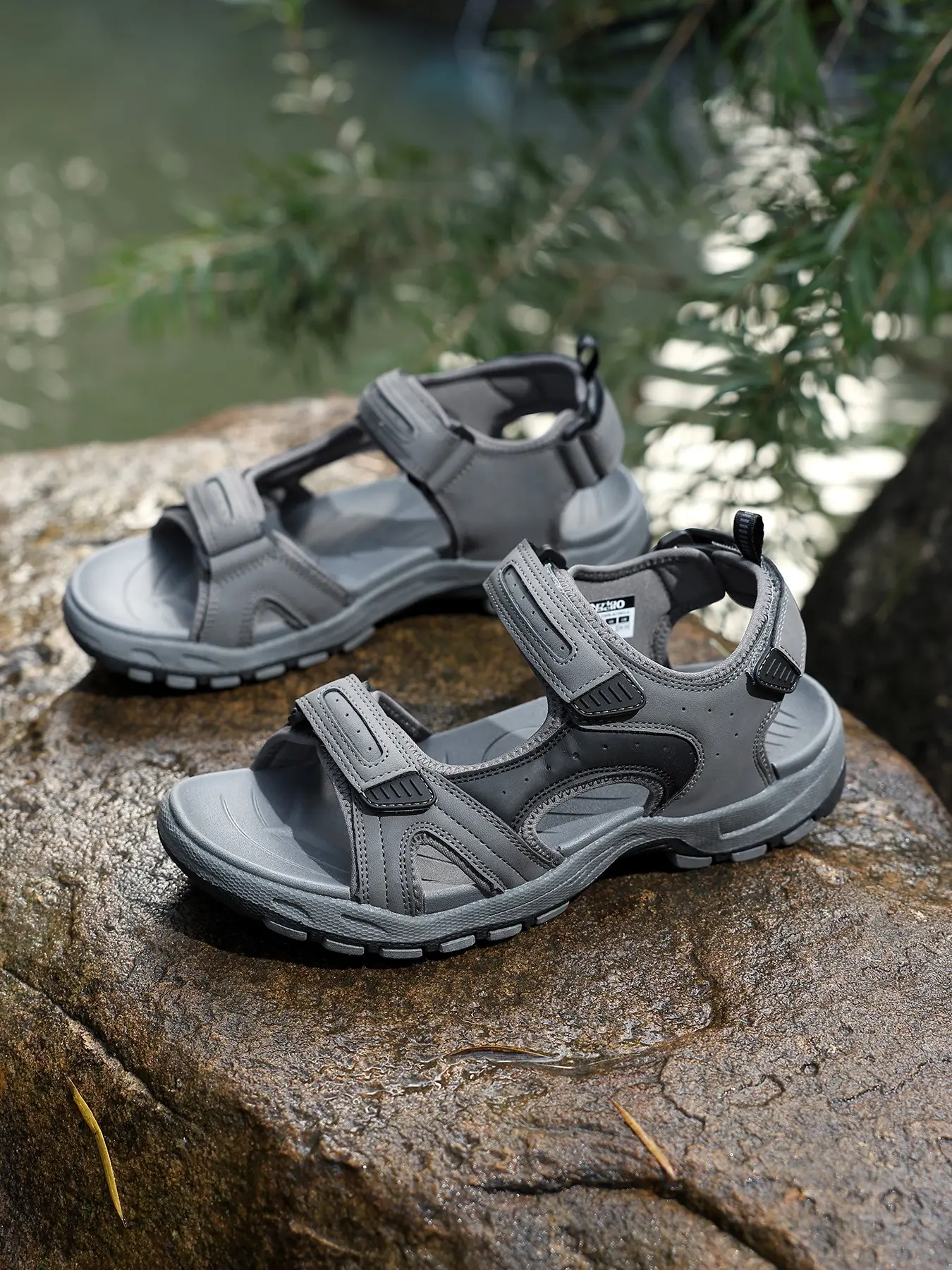 Men's Large Size Sport Sandals, Summer Casual Beach Shoes, Fashionable Men's Velcro Slippers, Durable Design, Comfortable Stylish Footwear, Hiking Sandals, Outdoor Sports Sandals, Trekking Sandals, Flexible Sandals, Sporty Sandals